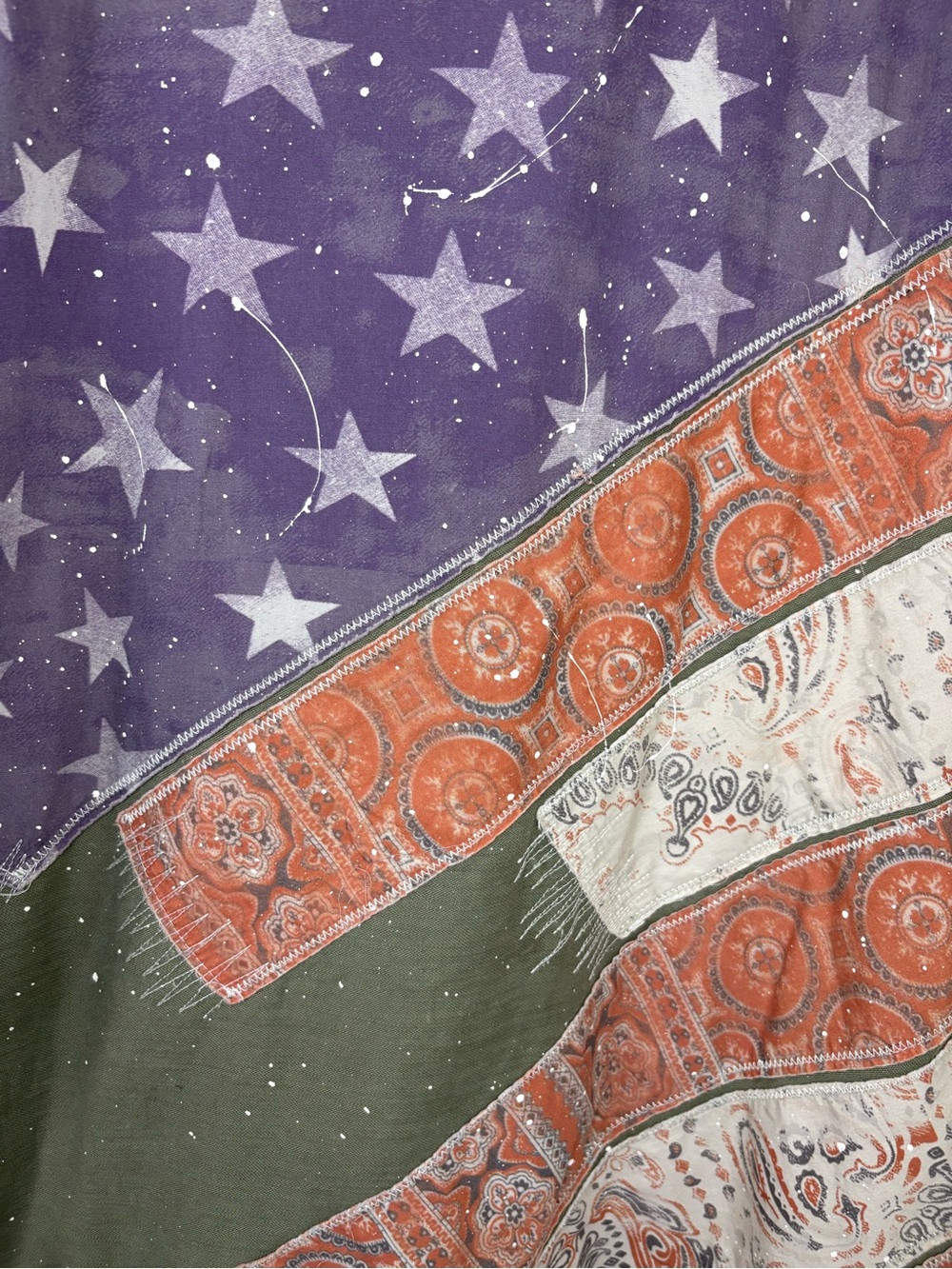 Free People We The Free Patriotic Spruce USA Patchwork Military Jacket oversized - Picture 13 of 16